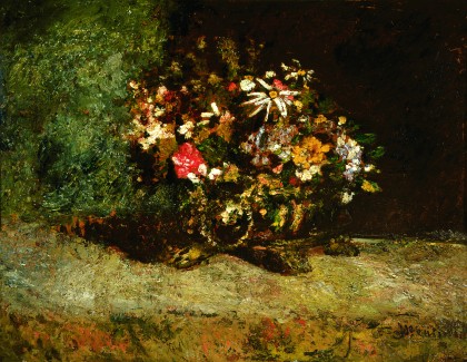 Flowers in a Copper Bowl, 1875, Adolphe Joseph Thomas Monticel