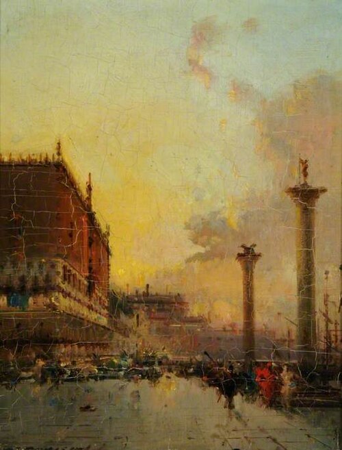 The Piazzetta, Venice, 1853, Adolphe Joseph Thomas Monticel