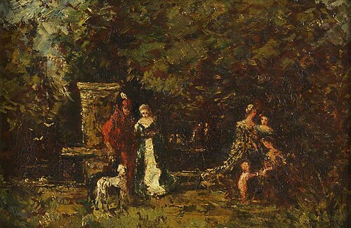 Elegant Figures in a Woodland Glade, , Adolphe Joseph Thomas Monticel