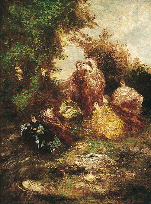 Woodland Scene with Figures, , Adolphe Joseph Thomas Monticel