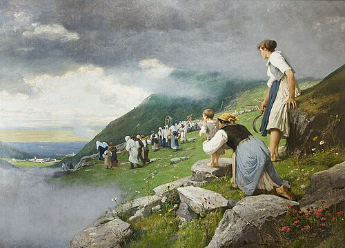 Pilgrimage to Oropa, 1895, Lorenzo Delleani