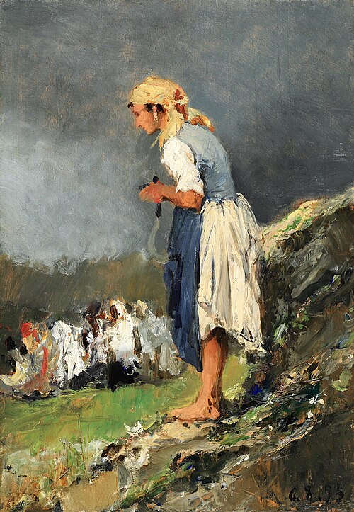 Young peasant girl with sickle, 1895, Lorenzo Delleani
