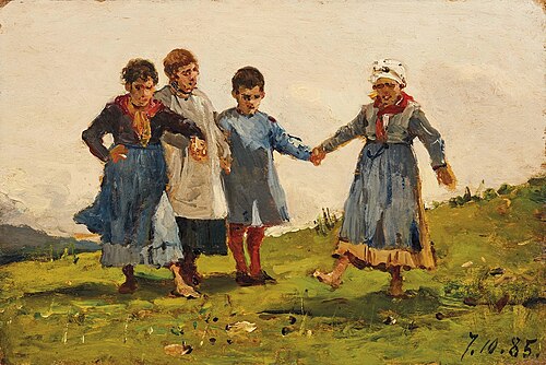 Children's games or Ring a Ring o' Roses, 1885, Lorenzo Delleani