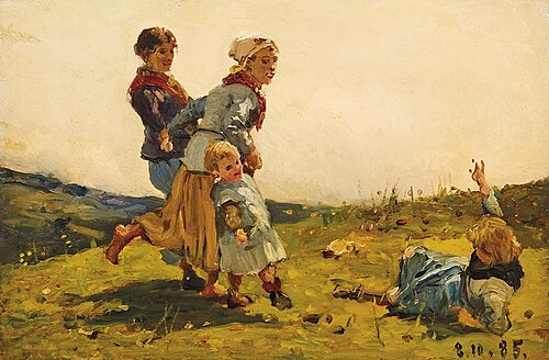 The tumble, 1885, Lorenzo Delleani