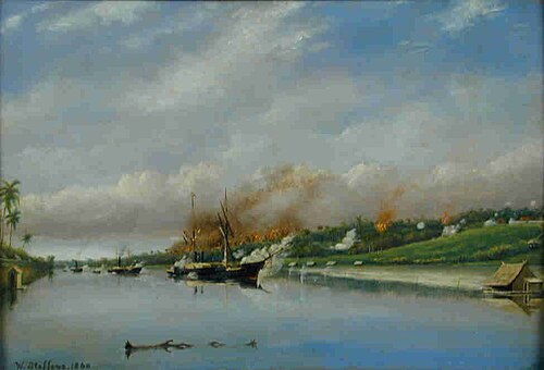 Beschieting van de versterkingen van de Sultan van Djambi, 6 september 1858, 1860, W. Steffens