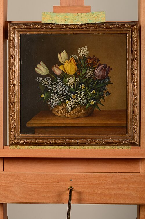 Bloemstuk, mand met tulpen, enz., , Dirk Weeshoff