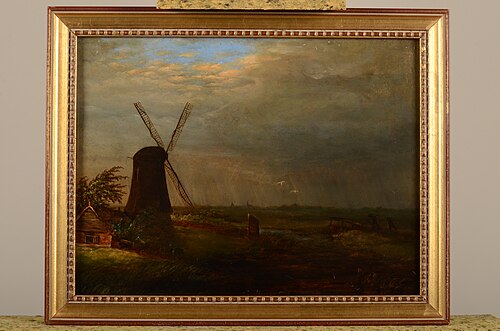 Landschap met molen in een opkomende bui, 1865, Dirk Weeshoff