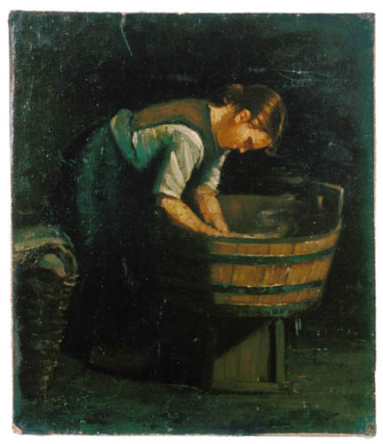 Meisje aan wastobbe, 1895, C. de Lange