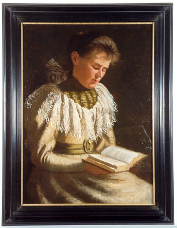 Jonge vrouw met opgestoken haar, lezend, 1895, C. de Lange