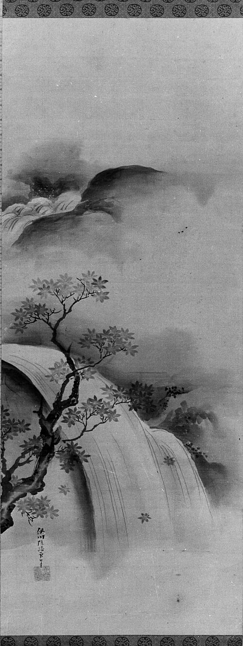 Waterfall and Maple Tree, 1801, Kanō Naganobu