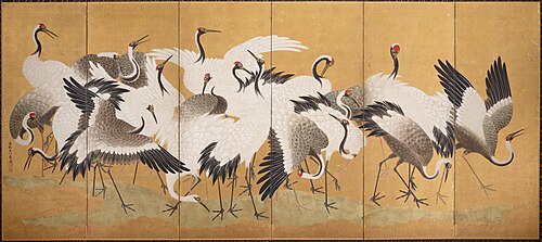 Flock of Cranes [left of a pair], , Ishida Yūtei
