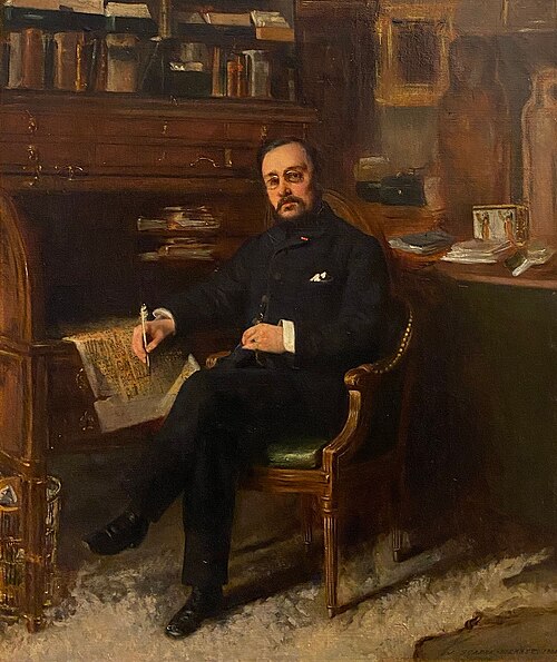 Portrait de Paul Pierret, égyptologue, dans son cabinet de travail, 1884, Jeanne Scapre-Pierret