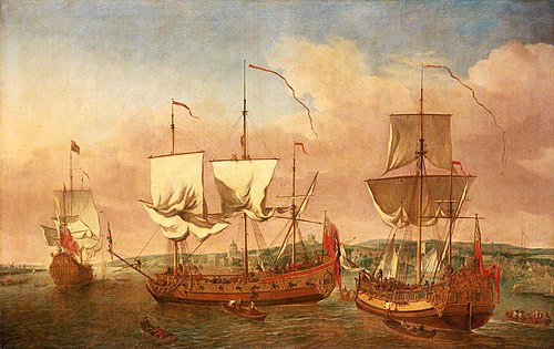 The 'Peregrine' and other royal yachts off Greenwich, circa 1710, 1712, Jan Griffier