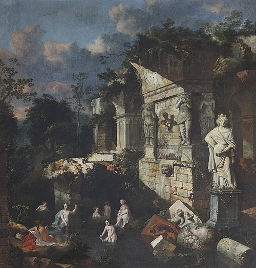 Classical Ruins with Diana and Nymphs Bathing, 1682, Jan Griffier