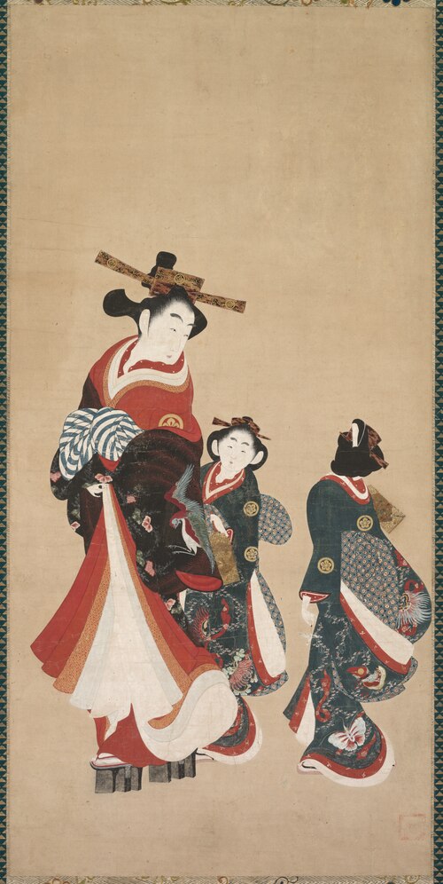 Courtesan and Attendants, 1749, Engetsudo