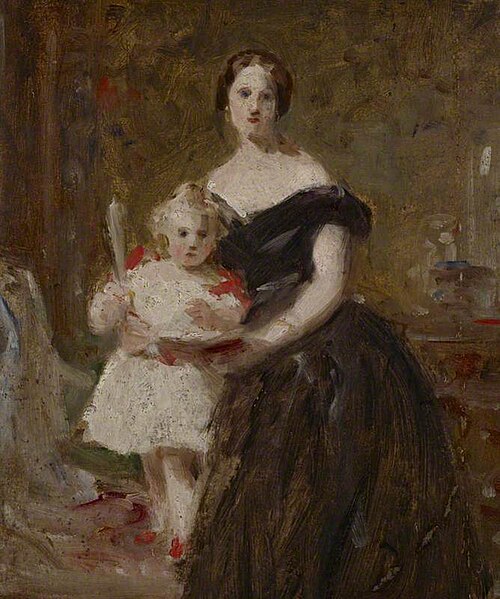 A Portrait Study of a Lady and a Child in an Interior, , Daniel Macnee