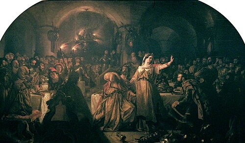 The Banquet Scene in Shakespeare's 'Macbeth', 1840, Daniel Maclise