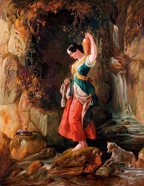 Waterfall at St Nighton's Kieve, near Tintagel, 1842, Daniel Maclise