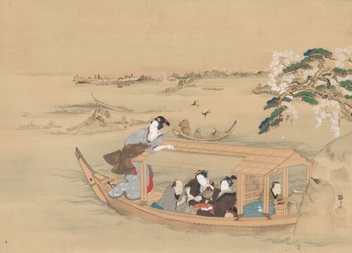 Pleasure Boat on the Sumida River, 1822, Hokuba