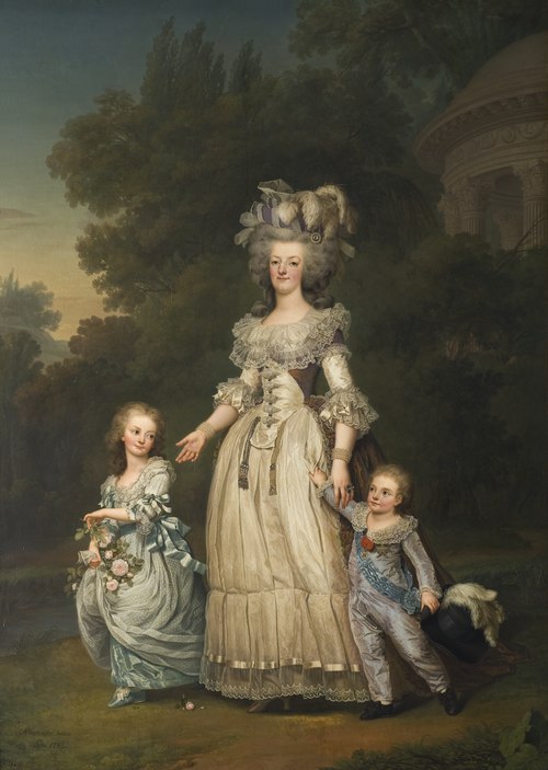 Queen Marie Antoinette of France and two of her Children Walking in The Park of Trianon, 1785, Adolf Ulrik Wertmüller