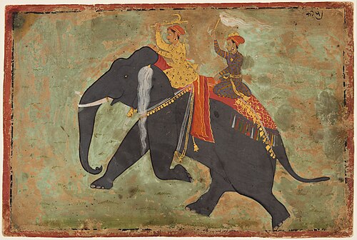 Prince Amar Singh (1672–1710) Drives His Own Elephant, 1695, Stipple Master
