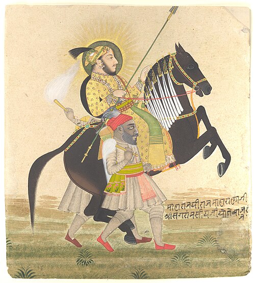 Maharana Sangram Singh Riding a Prize Stallion, 1712, Stipple Master