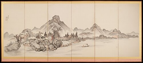 Views of the Xiao and Xiang Rivers [left of a pair], 1807, Kushiro Unzen