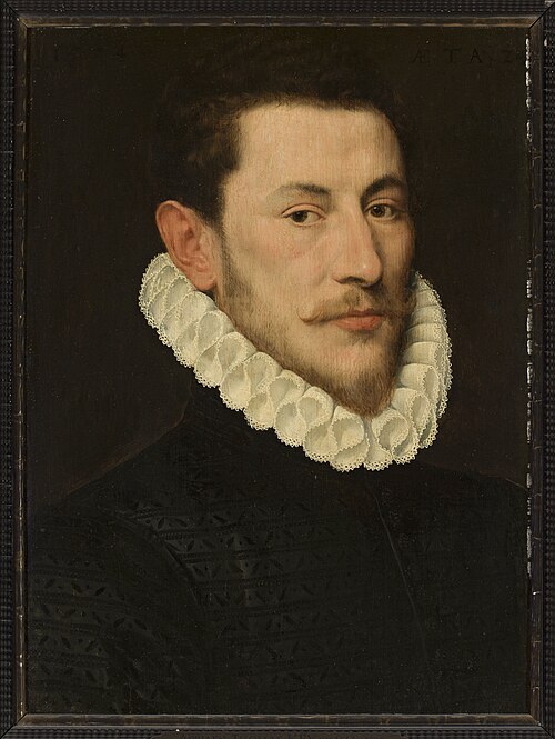 Portrait of a young man, 1574, Adriaen Thomasz. Key