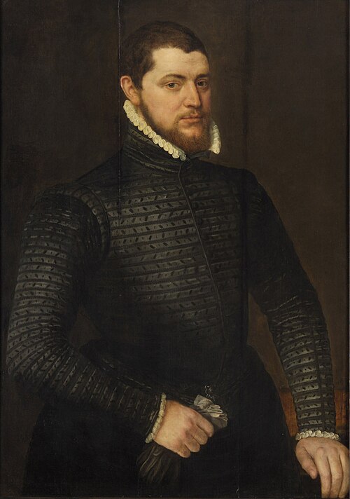 Portrait of a man holding gloves, 1575, Adriaen Thomasz. Key