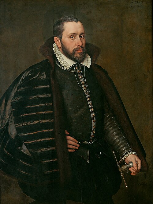 Portrait of a man, 1568, Adriaen Thomasz. Key