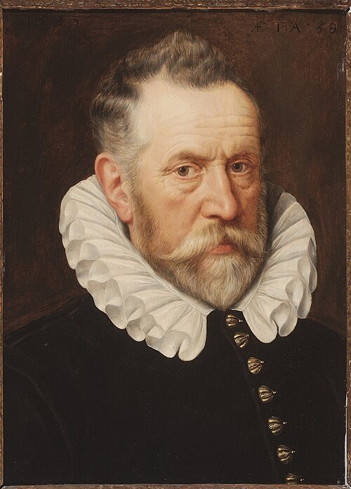 Portrait of a man aged 58 (born circa1524-1525), 1583, Adriaen Thomasz. Key