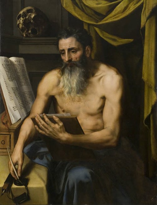 Saint Jérôme méditant, 1600, Adriaen Thomasz. Key