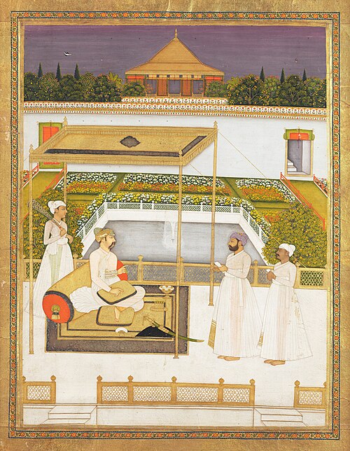 Awadh Sultan Asaf-ud-daulah in a garden, 1775, Nidha Mal