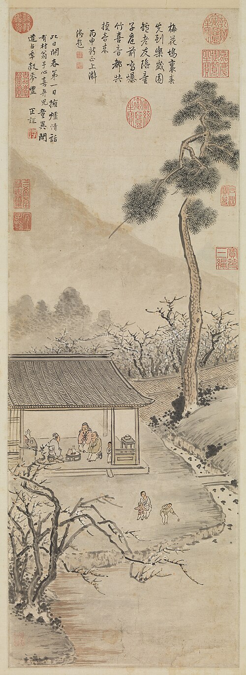 明顧正誼開春報喜　軸, , Gu Zhengyi