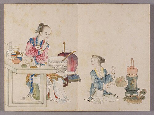 喻兰仕女清娱图册·品茗, , Yu Lan