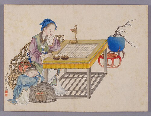 喻兰仕女清娱图册·自弈, , Yu Lan