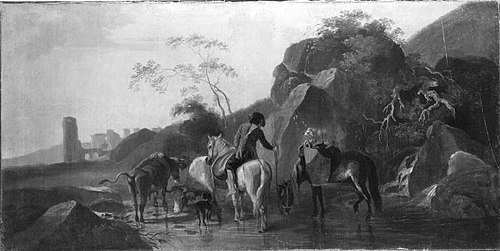 Reiter in einer Furt (Der Abend), 1780, Ferdinand Kobell