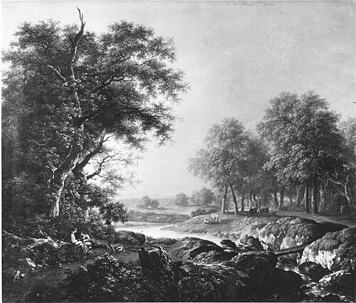 Landschaft mit Hirten und Rindern an einem Fluss, 1783, Ferdinand Kobell