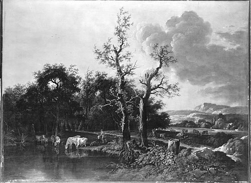 Waldrand mit Rindern am See, 1784, Ferdinand Kobell