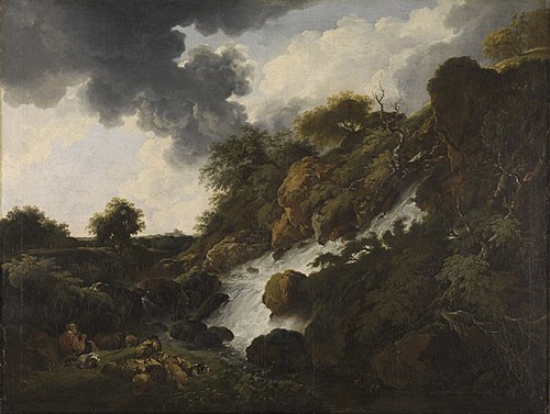 Mountain landscape with waterfall, 1779, Ferdinand Kobell