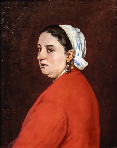 Portrait of Senyora Anita with Red Dress, 1872, Benet Mercadé