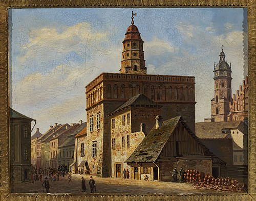 Old town hall at the Wolnica square in Kazimierz, Kraków, 1862, Alexander Gryglewski