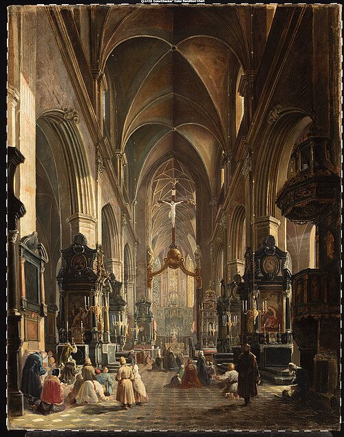 Interior of the Church of Virgin Mary in Kraków, 1858, Alexander Gryglewski