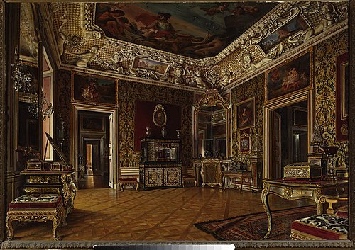 Interior of the royal bedroom at the Wilanów Palace, 1873, Alexander Gryglewski