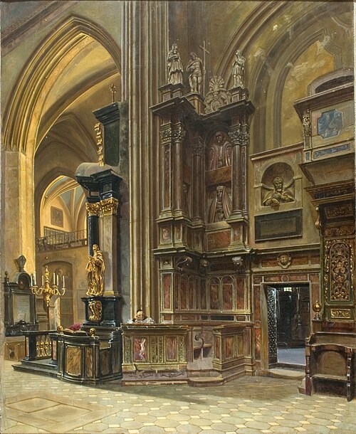 Interior of St Mary's Church in Krakow, 1867, Alexander Gryglewski