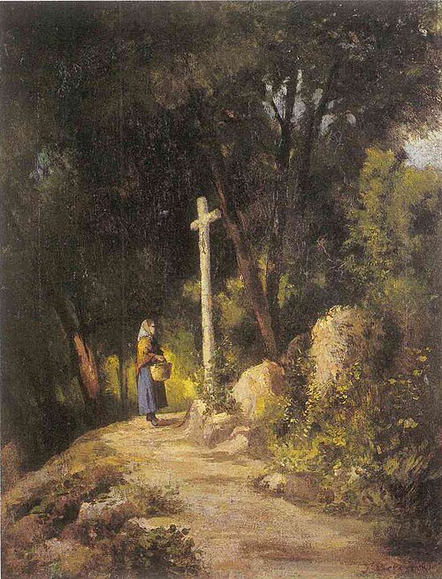 Sense títol (Nena davant d'una creu de terme), 1870, Josep Berga i Boix