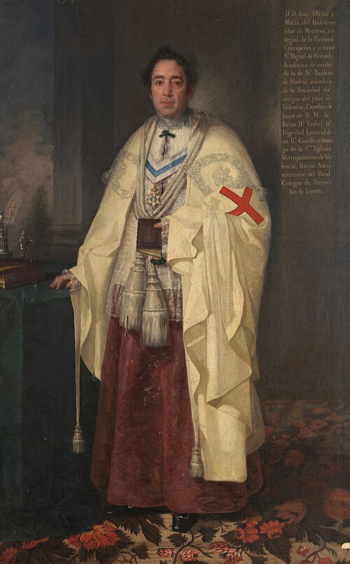El canónigo José Olcina y Macía caballero de Montesa, 1845, José Gutiérrez de la Vega