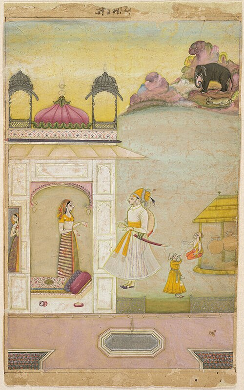 Jyestha, the Month of Heat (from a Baramasa [Twelve Months] manuscript), 1725, Ustad Murad