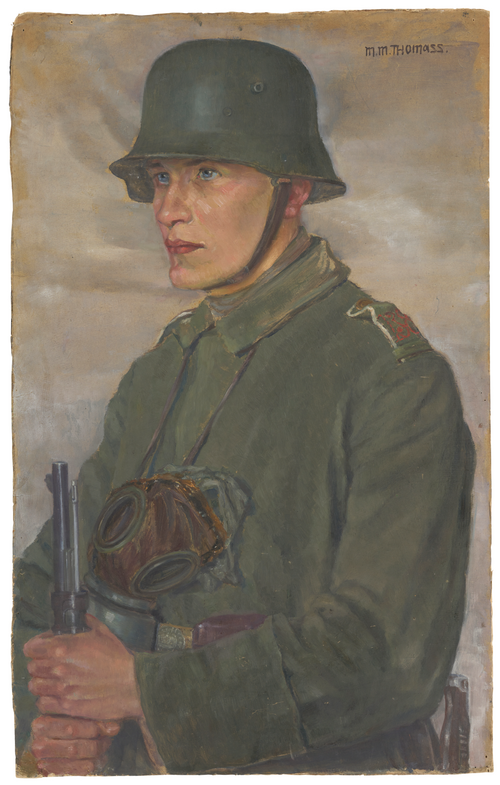 Soldat avec casque en acier et masque à gaz, 2000, Paula Maria Margarethe Thomass