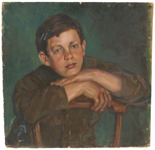 Portrait en buste d’un garçon appuyé sur le dossier d’une chaise, 2000, Paula Maria Margarethe Thomass